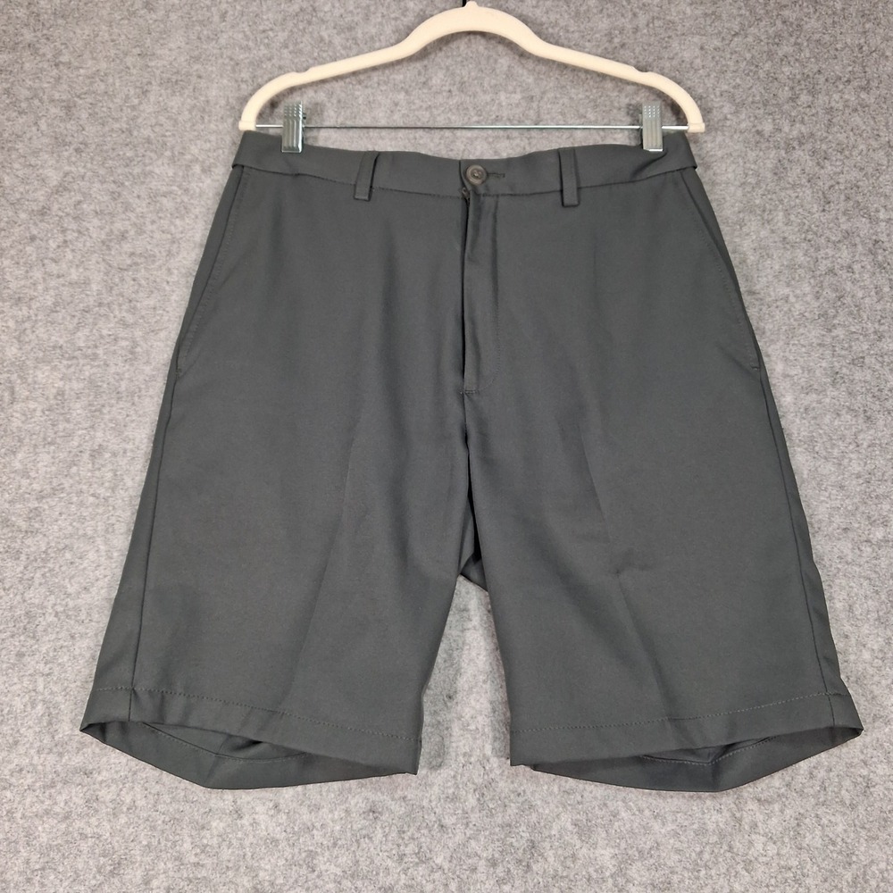 Haggar Cool 18 Pro Shorts‎ Mens 32 Grey Flat Front Performance Golf Casual